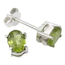 Ovale peridot ørestikker i sølv
