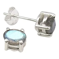 Ovale grå ørestikker i sølv