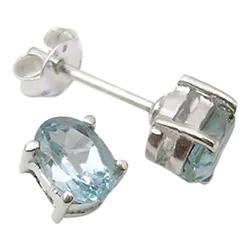 Ovale topas ørestikker i sølv