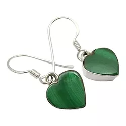 Hjerte grønn øredobber i sølv