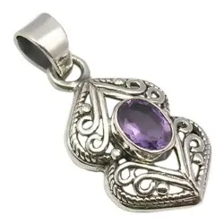Lilla ametyst anheng i oksidert sterlingsølv