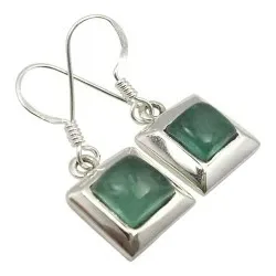 Firkantet blå øredobber i sølv