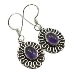 Ekte ametyst øredobber i oksidert sterlingsølv