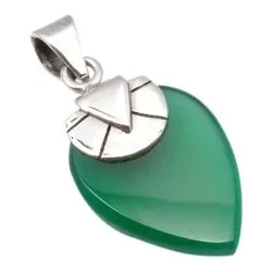 Grønn onyks anheng i sølv