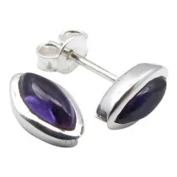 Ovale ametyst øredobber i sølv