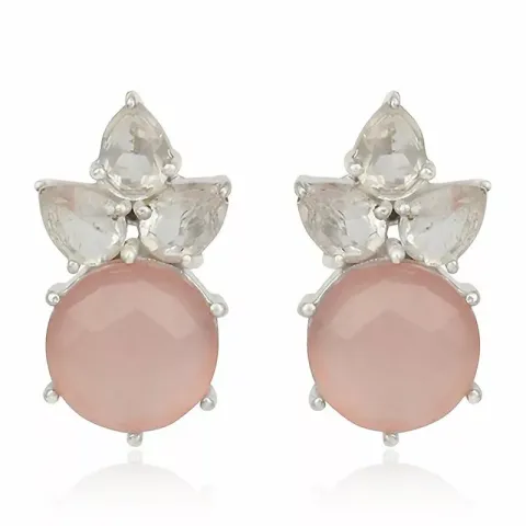 Kalsedon ørestikker i sølv