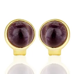 Runde lilla ametyst ørestikker i forgylt sølv