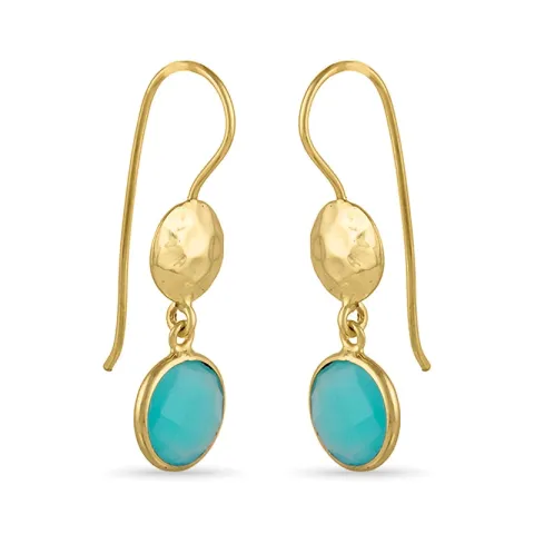 Runde blå øredobber i forgylt sølv