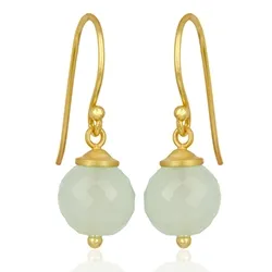 runde blå øredobber i forgylt sølv