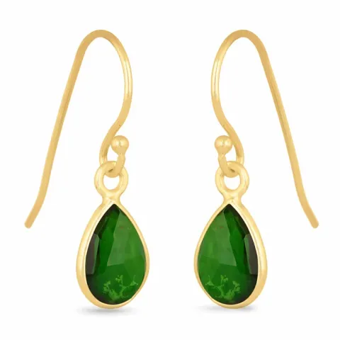 lange dråpe øredobber i forgylt sølv - Loom Stones