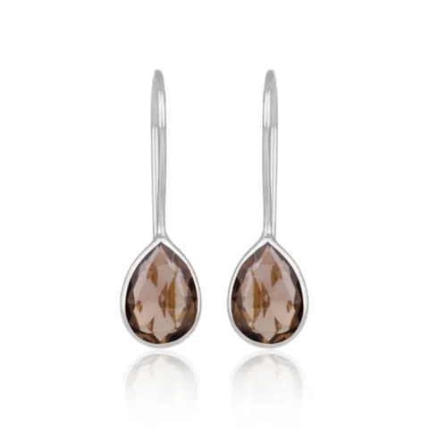 røykfarget kvarts øredobber i sølv - Loom Stones