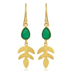 Blad øredobber i forgylt sølv