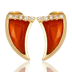 Rød onyks ørestikker i forgylt sølv