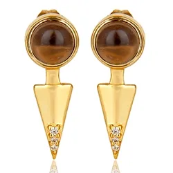 brune topas øredobber i forgylt sølv