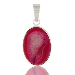 Rosa agat anheng i sølv