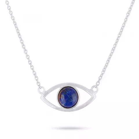 Evil eye lapis lazuli anheng med halskjede i sølv med anheng i sølv