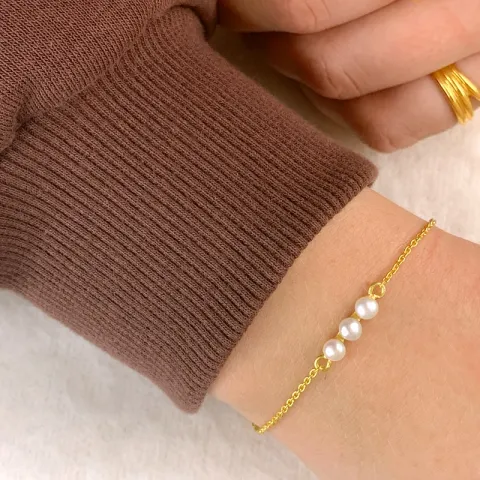 perle armbånd i forgylt sølv 15,0 cm plus 3,0 cm x 4,0 mm