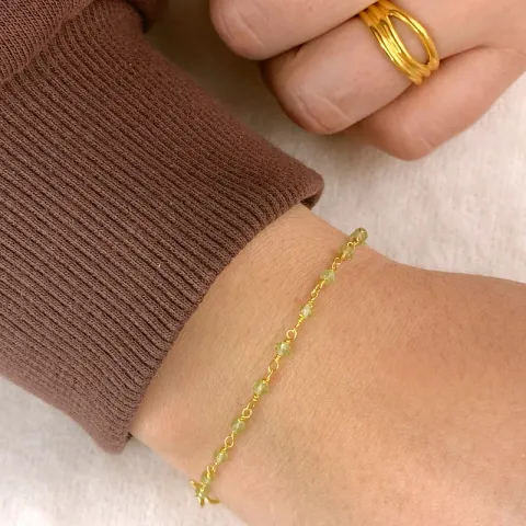 Ekte peridot armbånd i forgylt sølv 15 cm plus 6 cm x 3,0 mm