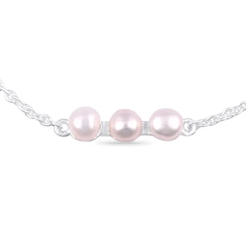 Elegant perle armbånd i sølv 14 cm plus 5 cm x 4,0 mm