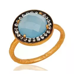 blå ring i forgylt sølv med oksidert sterlingsølv