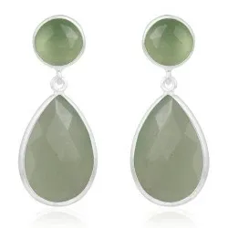 store kalsedon øredobber i sølv