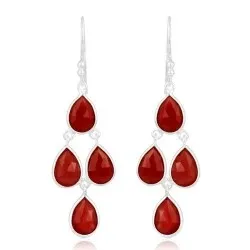 rød onyks øredobber i sølv