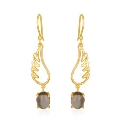 Vinge kvarts øredobber i forgylt sølv