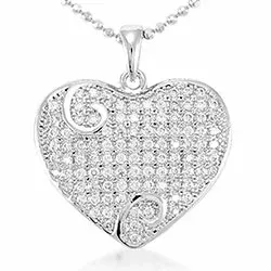 Hjerte zirkon anheng i sølv