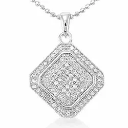 Firkantet zirkon anheng i sølv