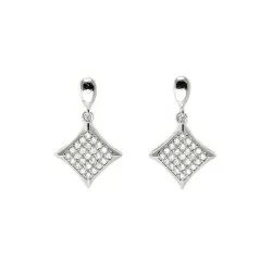 Firkantet hvite zirkon øredobber i sølv