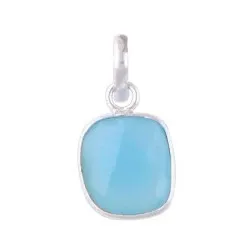 Firkantet blå kalsedon anheng i sølv