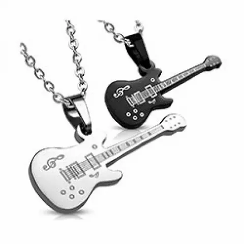 Dobbelt gitar anheng i stål og svart stål