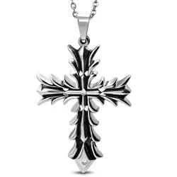 Bredt kors smykke i stål