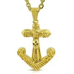 Dødningehode anker anheng i forgylt stål