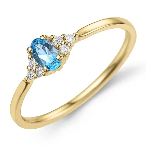 topas diamantring i 9 karat gull 0,25 ct 0,06 ct