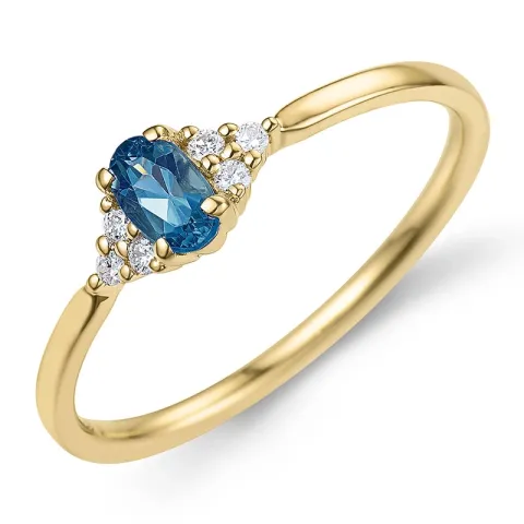 London topas ring i 9 karat gull 0,25 ct 0,06 ct