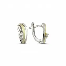 Abstrakt zirkon øredobber i sølv med forgylt sølv