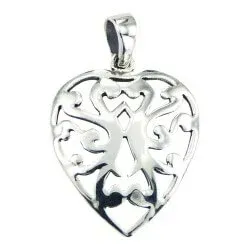 hjerte anheng i sølv