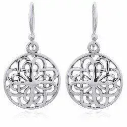 runde øredobber i sølv med 8 karat gull