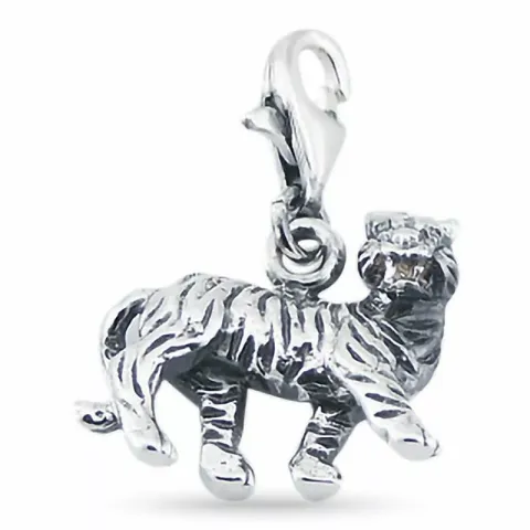 Elegant tiger charm i sølv
