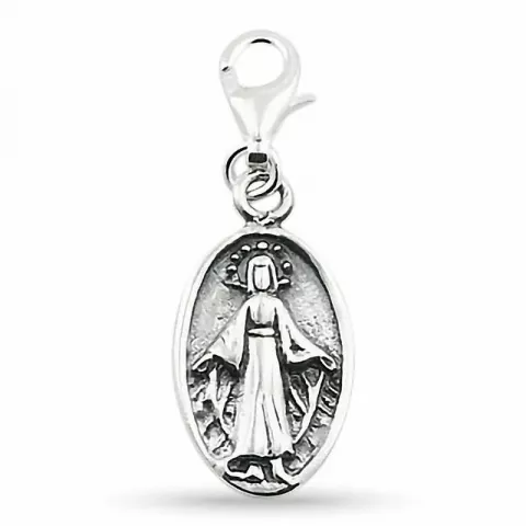 Oval Jesus charm i sølv 