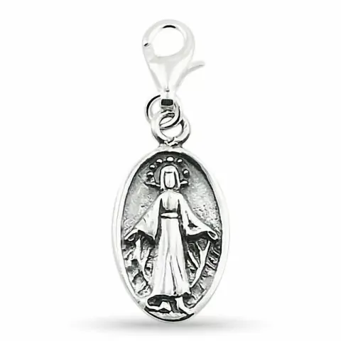 Oval Jesus charm i sølv