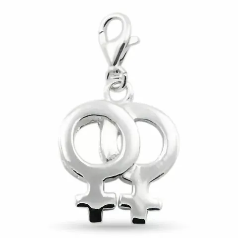 Dobbelt kvinnesymbol charm i sølv