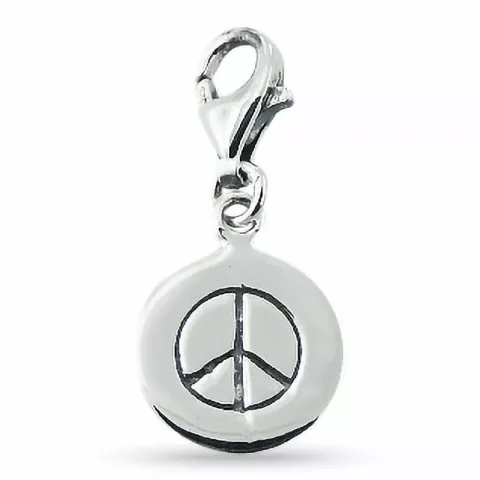 Rundt peace charm i sølv 