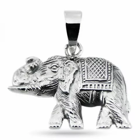 Blank og matt elefant anheng i sølv