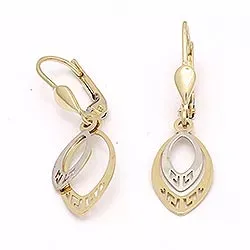 Oval øredobber i 14 karat hvitt gull med 14 karat gull