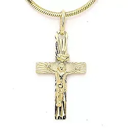 Jesus kors anheng i 14 karat gull