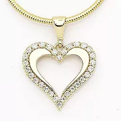 hjerte anheng i 14 karat gull