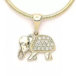 Elefant zirkon anheng i 14 karat gull