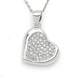 hjerte anheng med halskjede i sølv